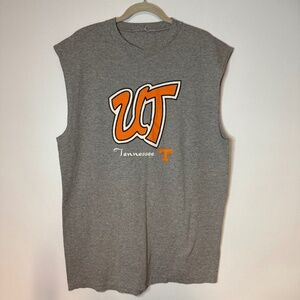 Vintage Tennessee Volunteers TN Vols Sleeveless Shirt Gray UT Spell Out